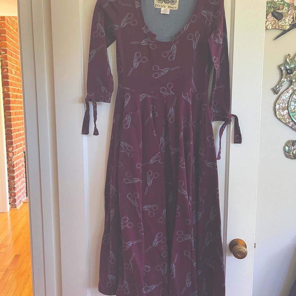 Effie’s Heart dress with antique scissor pattern